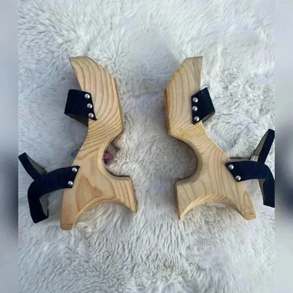 90s Y2K Paris Blue Denim Chunky Clogs DEADSTOCK New With Tag SUPER RARE - Picture 4 of 5